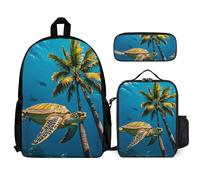 VFKLT Palm Trees And Sea Turtles Diving Underwater Backpack with Lunch Box Pencil Case 3 Piece Set Travel Bag Casual Daypack Laptop Backpack, White, One Size, Travel Backpacks