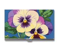 VFKLT Pansy Perfection Print Business Card Holder Pocket Slim Portable Metal Business Card Case Business Card Organizer Credit Card Wallet Multi Card Case for Men Women Travel Office, silver, One