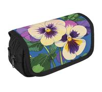 VFKLT Pansy Perfection Print Pencil Case Double Layer Pencil Pouch Large Capacity Pencil Bag Double Zipper Portable Pen Case Makeup Bag for Men Women Travel Business Office