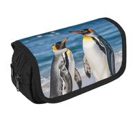 VFKLT Penguin And Sea Pencil Case Double Layer Pencil Pouch Large Capacity Pencil Bag Double Zipper Portable Pen Case Makeup Bag for Men Women Travel Business Office