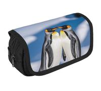 VFKLT Penguins in The Snow Pencil Case Double Layer Pencil Pouch Large Capacity Pencil Bag Double Zipper Portable Pen Case Makeup Bag for Men Women Travel Business Office