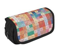 VFKLT Periodic Table of Elements Pencil Case Double Layer Pencil Pouch Large Capacity Pencil Bag Double Zipper Portable Pen Case Makeup Bag for Men Women Travel Business Office