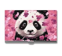 VFKLT Pink Panda Cotton Business Card Holder Pocket Slim Portable Metal Business Card Case Business Card Organizer Credit Card Wallet Multi Card Case for Men Women Travel Office, silver, One Size,