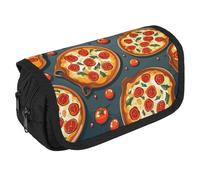 VFKLT Pizza Food Pencil Case Double Layer Pencil Pouch Large Capacity Pencil Bag Double Zipper Portable Pen Case Makeup Bag for Men Women Travel Business Office