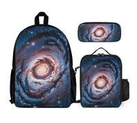 VFKLT Planet Stars And Galaxy Backpack with Lunch Box Pencil Case 3 Piece Set Travel Bag Casual Daypack Laptop Backpack, White, One Size, Travel Backpacks