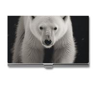 VFKLT Polar Bear Business Card Holder Pocket Slim Portable Metal Business Card Case Business Card Organizer Credit Card Wallet Multi Card Case for Men Women Travel Office, silver, One Size, Casual