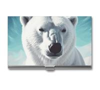 VFKLT Polar Bear Business Card Holder Pocket Slim Portable Metal Business Card Case Business Card Organizer Credit Card Wallet Multi Card Case for Men Women Travel Office, silver, One Size, Casual