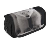 VFKLT Polar Bear Pencil Case Double Layer Pencil Pouch Large Capacity Pencil Bag Double Zipper Portable Pen Case Makeup Bag for Men Women Travel Business Office