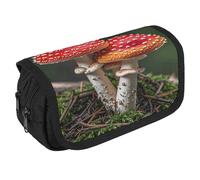 VFKLT Red Cap Mushrooms Pencil Case Double Layer Pencil Pouch Large Capacity Pencil Bag Double Zipper Portable Pen Case Makeup Bag for Men Women Travel Business Office