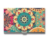 VFKLT Round Flower Business Card Holder Pocket Slim Portable Metal Business Card Case Business Card Organizer Credit Card Wallet Multi Card Case for Men Women Travel Office, silver, One Size, Casual