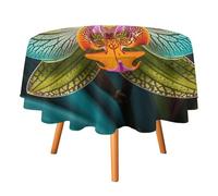 VFKLT Round Table Clothes, Teal and Orange Orchid Printed Polyester Table Cloth Machine Washable Decorative Tablecloths Outdoor Tablecloth for Patio Party Halloween 60x60in