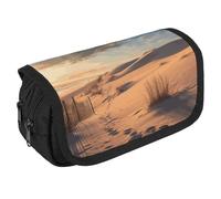 VFKLT Sand Dunes Pencil Case Double Layer Pencil Pouch Large Capacity Pencil Bag Double Zipper Portable Pen Case Makeup Bag for Men Women Travel Business Office