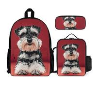 VFKLT Schnauzer Backpack with Lunch Box Pencil Case 3 Piece Set Travel Bag Casual Daypack Laptop Backpack, White, One Size, Travel Backpacks
