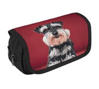 VFKLT Schnauzer Pencil Case Double Layer Pencil Pouch Large Capacity Pencil Bag Double Zipper Portable Pen Case Makeup Bag for Men Women Travel Business Office