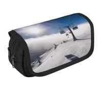 VFKLT Ski Lift at Sunshine Pencil Case Double Layer Pencil Pouch Large Capacity Pencil Bag Double Zipper Portable Pen Case Makeup Bag for Men Women Travel Business Office