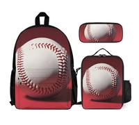 VFKLT Sport Baseball Backpack with Lunch Box Pencil Case 3 Piece Set Travel Bag Casual Daypack Laptop Backpack, White, One Size, Travel Backpacks