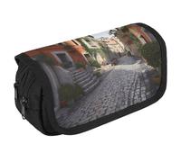 VFKLT Street of Italy Pencil Case Double Layer Pencil Pouch Large Capacity Pencil Bag Double Zipper Portable Pen Case Makeup Bag for Men Women Travel Business Office