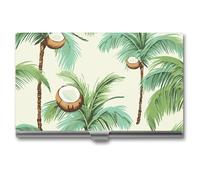 VFKLT Summer Coconut Tree Business Card Holder Pocket Slim Portable Metal Business Card Case Business Card Organizer Credit Card Wallet Multi Card Case for Men Women Travel Office, silver, One Size,