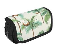 VFKLT Summer Coconut Tree Pencil Case Double Layer Pencil Pouch Large Capacity Pencil Bag Double Zipper Portable Pen Case Makeup Bag for Men Women Travel Business Office