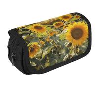 VFKLT Sunflowers after Rain Pencil Case Double Layer Pencil Pouch Large Capacity Pencil Bag Double Zipper Portable Pen Case Makeup Bag for Men Women Travel Business Office