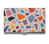 VFKLT Terrazzo Marble Pastel Business Card Holder Pocket Slim Portable Metal Business Card Case Business Card Organizer Credit Card Wallet Multi Card Case for Men Women Travel Office, silver, One