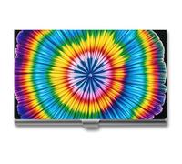 VFKLT Tie Dye Hippies Business Card Holder Pocket Slim Portable Metal Business Card Case Business Card Organizer Credit Card Wallet Multi Card Case for Men Women Travel Office, silver, One Size,