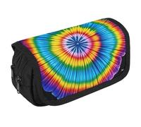 VFKLT Tie Dye Hippies Pencil Case Double Layer Pencil Pouch Large Capacity Pencil Bag Double Zipper Portable Pen Case Makeup Bag for Men Women Travel Business Office
