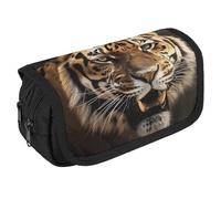 VFKLT Tiger Pencil Case Double Layer Pencil Pouch Large Capacity Pencil Bag Double Zipper Portable Pen Case Makeup Bag for Men Women Travel Business Office