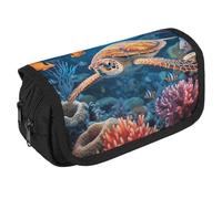 VFKLT Tropical Fish Starfish Pencil Case Double Layer Pencil Pouch Large Capacity Pencil Bag Double Zipper Portable Pen Case Makeup Bag for Men Women Travel Business Office