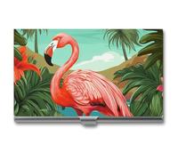 VFKLT Tropical Flamingo Business Card Holder Pocket Slim Portable Metal Business Card Case Business Card Organizer Credit Card Wallet Multi Card Case for Men Women Travel Office, silver, One Size,