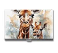 VFKLT Watercolor Deer Giraffe Business Card Holder Pocket Slim Portable Metal Business Card Case Business Card Organizer Credit Card Wallet Multi Card Case for Men Women Travel Office, silver, One