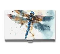 VFKLT Watercolour Dragonfly Business Card Holder Pocket Slim Portable Metal Business Card Case Business Card Organizer Credit Card Wallet Multi Card Case for Men Women Travel Office, silver, One Size,