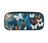 VFKLT White Butterflies Pencil Case Portable Pencil Pouch Pen Bag Pencil Bag Makeup Bag Storage Bag Pencil Box Cosmetic Bag for Women Men Office