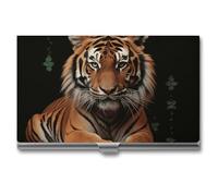 VFKLT With Tiger And Paws Business Card Holder Pocket Slim Portable Metal Business Card Case Business Card Organizer Credit Card Wallet Multi Card Case for Men Women Travel Office, silver, One Size,