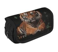VFKLT With Tiger And Paws Pencil Case Double Layer Pencil Pouch Large Capacity Pencil Bag Double Zipper Portable Pen Case Makeup Bag for Men Women Travel Business Office