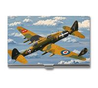 VFKLT World War 2 Aircraft Airplane Business Card Holder Pocket Slim Portable Metal Business Card Case Business Card Organizer Credit Card Wallet Multi Card Case for Men Women Travel Office, silver,
