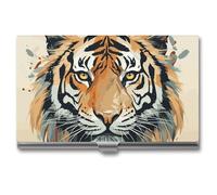 VFKLT Year of The Tiger Tiger Face Business Card Holder Pocket Slim Portable Metal Business Card Case Business Card Organizer Credit Card Wallet Multi Card Case for Men Women Travel Office, silver,