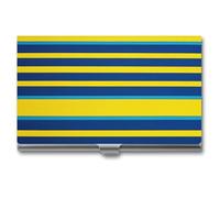 VFKLT Yellow And Blue Stripes Business Card Holder Pocket Slim Portable Metal Business Card Case Business Card Organizer Credit Card Wallet Multi Card Case for Men Women Travel Office, silver, One