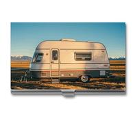 VFKLT You Make Me Happy Camper Trailer Business Card Holder Pocket Slim Portable Metal Business Card Case Business Card Organizer Credit Card Wallet Multi Card Case for Men Women Travel Office,