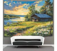 VFKLZCNYR 3D Mountain Cottage Printed Wall Blanket Home Decoration Bedding Poster Wall Art Tapestry Tapestry Wall Hanging Soft Polyester for Bedroom Living Room, Dorm & Room Decor 100cmx150cm