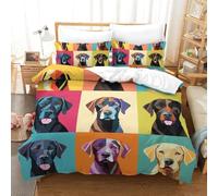 VFKLZCNYR 3D Printed Duvet Cover Set Labrador Dog Comforter With Pillow Cases Home Bedding Cover Sets With Invisible Zipper for Boys Girls Adult Double(200x200cm)