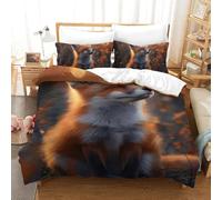 VFKLZCNYR 3D Printed Quilt Cover Fox 3 Pieces Bedding Soft Microfiber with Zipper Closure,Pillowcases for Kids Girls Boys Adults Bedroom Single(140x200cm)