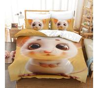 VFKLZCNYR 3D Printed Rat Duvet Cover with Pillowcases Bedding Set with Zipper 3pcs Soft Microfiber Quilt Cover Set Single（140x200cm）