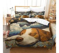 VFKLZCNYR Beagle Dogs Duvet Cover Set 3 PCS Hotel Quality Quilt Cover Bedding Set Bed Covers with Pillowcases with Zipper Closure Hypoallergenic Soft Breathable Microfiber Super King（260x220cm）