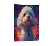 VFKLZCNYR Bichon Frise 3D Wall Art Canvas Print Paintings Framed Home Decor Paintings to Hang on Walls for Living Room Bathroom Ready to Hang 08x12inch(20x30cm)