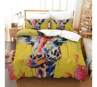 VFKLZCNYR Colored Giraffe Bedding Duvet Set Quilt Cover Set Bedspread Bedroom with Pillow Cases With Zipper Closure Soft Microfiber Bedding Set Double(200x200cm)