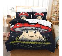 VFKLZCNYR Duvet Cover Set Mushroom Decorative Duvet Cover Comforter Cover Polyester Microfiber 3pc with Zipper Bedding for Bedroom, Guestroom Single(140x200cm)