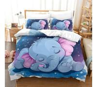 VFKLZCNYR Elephant Duvet Cover Set Bedding Set 3D Microfiber Comforter Cover with Pillow Shams, 2 Piece Set, Zipper Quilt Cover King（220x240cm）