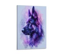 VFKLZCNYR German Shepherd Dog 3D Modern Stretched And Framed Artwork Oil Paintings on Canvas Wall Art Ready to Hand for Living Room Bedroom Home Decorations 12x18inch(30x45cm)