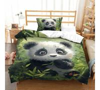 VFKLZCNYR Giant Panda Duvet Cover Set Bedding Set 3D Microfiber Comforter Cover with Pillow Shams, 2 Piece Set, Zipper Quilt Cover Single(135x200cm)